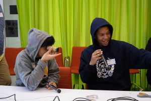 Students observe spectra.